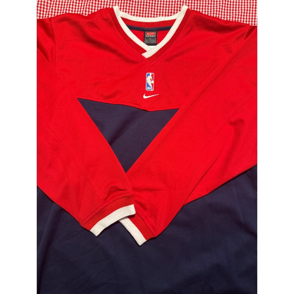 Nike NBA Men's Red Navy Long Sleeve Basketball Jersey Shirt‎ XL